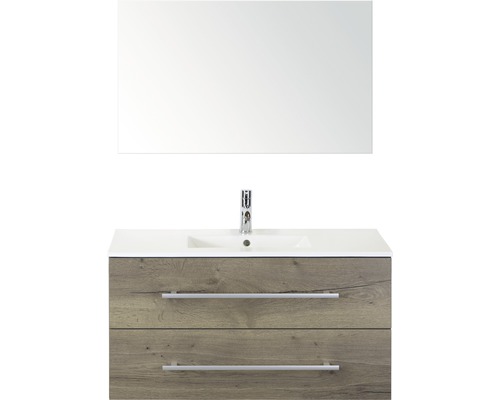 Kúpeľňový nábytkový set Sanox Stretto farba čela tabacco ŠxVxH 101 x 170 x 39 cm s keramickým umývadlom a zrkadlom Kúpeľňový nábytkový set Sanox Stretto farba čela tabacco ŠxVxH 101 x 170 x 39 cm s keramickým umývadlom a zrkadlom
