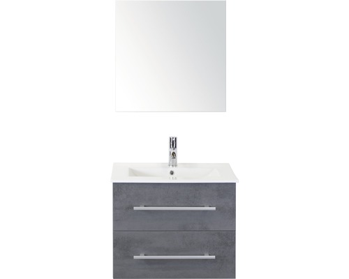 Kúpeľňový nábytkový set Sanox Stretto farba čela betón antracitovo sivá ŠxVxH 61 x 170 x 39 cm s keramickým umývadlom a zrkadlovou skrinkou