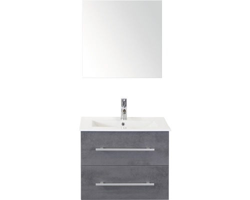 Kúpeľňový nábytkový set Sanox Stretto farba čela betón antracitovo sivá ŠxVxH 61 x 170 x 39 cm s keramickým umývadlom a zrkadlom