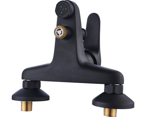 Čierna nástenná vaňová batéria s prípojkou pre sprchu