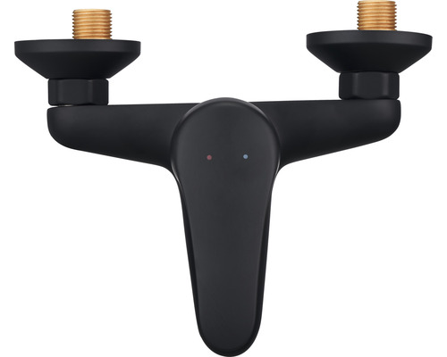 Čierna nástenná batéria s pákou a závitovými prípojkami