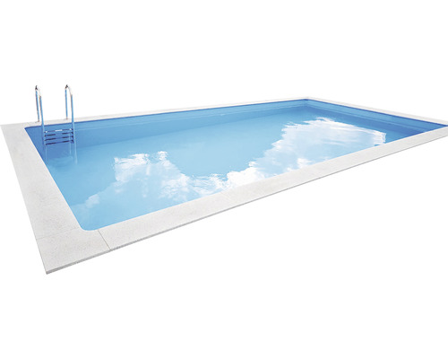 Zapustený bazén kompletný set CF Block Planet Pool De Luxe 7x3,5x1,5 m modrá fólia Obdĺžnikový bazén s bazénovým rebríkom