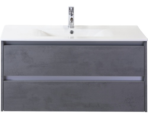 Kúpeľňový nábytkový set Dante 100 cm s keramickým umývadlom betón antracitovo sivá