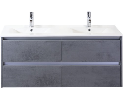 Kúpeľňový nábytkový set Dante 120 cm s keramickým dvojitým umývadlom betón antracitovo sivá