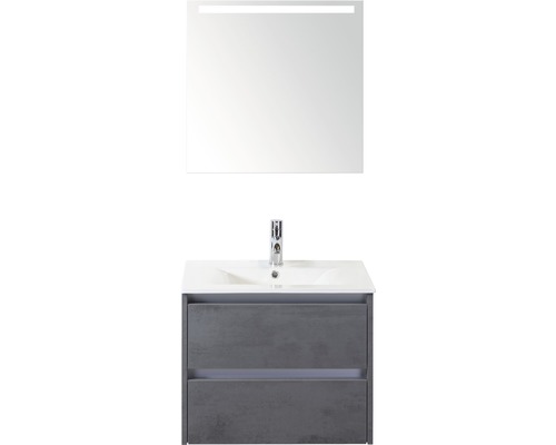 Kúpeľňový nábytkový set Dante 60 cm s keramickým umývadlom a zrkadlom s LED osvetlením betón antracitovo sivá