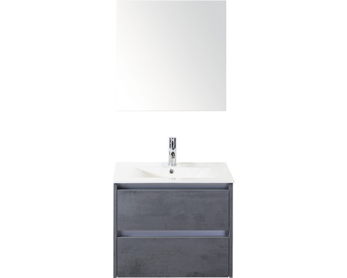 Kúpeľňový nábytkový set Dante 60 cm s keramickým umývadlom a zrkadlovou skrinkou betón antracitovo sivá