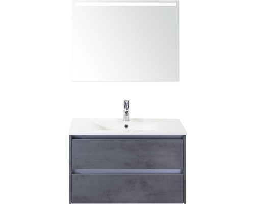 Kúpeľňový nábytkový set Dante 80 cm s keramickým umývadlom a zrkadlom s LED osvetlením betón antracitovo sivá Kúpeľňový nábytkový set Dante 80 cm s keramickým umývadlom a zrkadlom s LED osvetlením betón antracitovo sivá