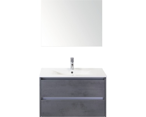 Kúpeľňový nábytkový set Dante 80 cm s keramickým umývadlom a zrkadlom betón antracitovo sivá