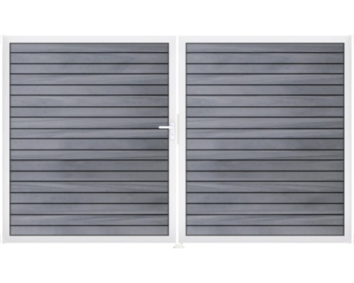 Dvojitá brána z imitácie dreva s rukoväťou