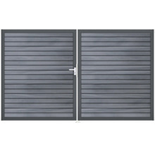 Dvojkrídlová brána z drevených lamiel s rukoväťou