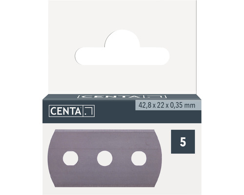 Balenie piatich lichobežníkových nožov Centa s rozmermi 42,8 x 22 x 0,35 milimetra