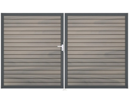 Dvojkrídlová brána z dreva s kovovým rámom a držadlom