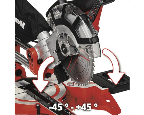 Pokosová píla s rozsahom otáčania -45 stupňov až +45 stupňov