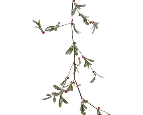 Imelová girlanda s listami a červenými bobuľami na dekoráciu
