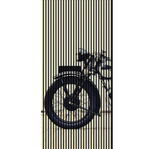 Dekoratívny obrázok motocykla za zvislými čiarami