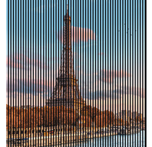 Pohľad na Eiffelovu vežu cez zvislé čiary, Paríž