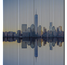 Ilustrácia panorámy mesta pomocou zvislých čiar