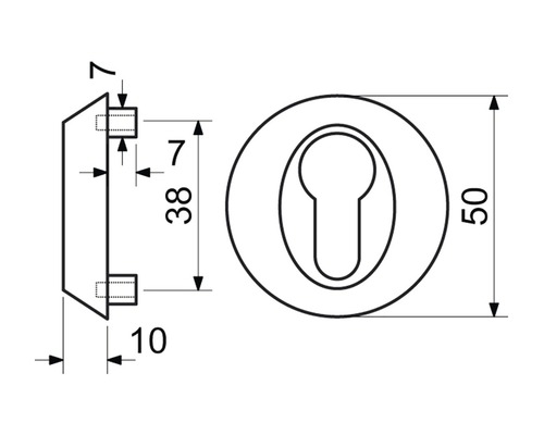 Technický výkres kľúčovej rozety s rozmermi