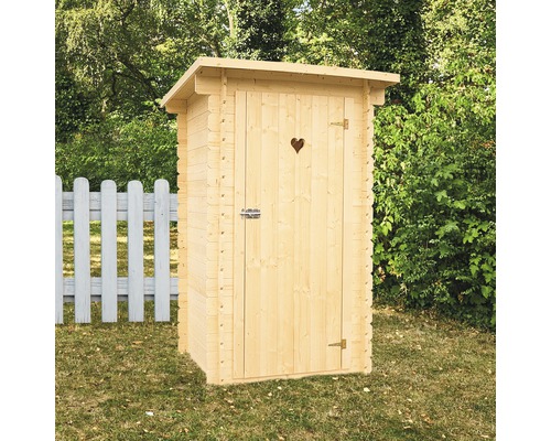 Záhradná toaleta BPP Eco drevená prírodná 102 x 110 cm vr. vnútorného vybavenia a sedátka Drevená toaleta v záhrade