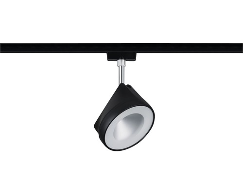 Koľajnicové bodové svietidlo na čiernej koľajnici pre stropné osvetlenie