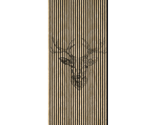 Dizajnový akustický panel DIGI05B 19x1133x2400 mm Drevený panel s motívom jeleňa na dekoráciu stien a stropov
