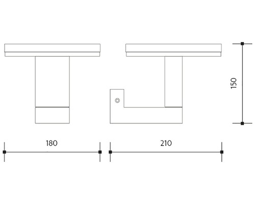 Technický nákres držiaka na uteráky s rozmermi