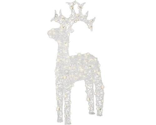 Svetelný sob akrylový do exteriéru 72 x 23 x 116 cm 120 LED, teplé biele svetlo Dekoratívny žiariaci jeleň na vianočné obdobie.