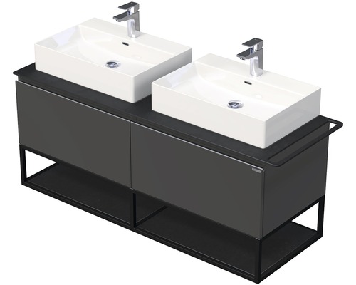 Kúpeľňová skrinka s umývadlom Intedoor Landau Metal 140 cm antracitová-0