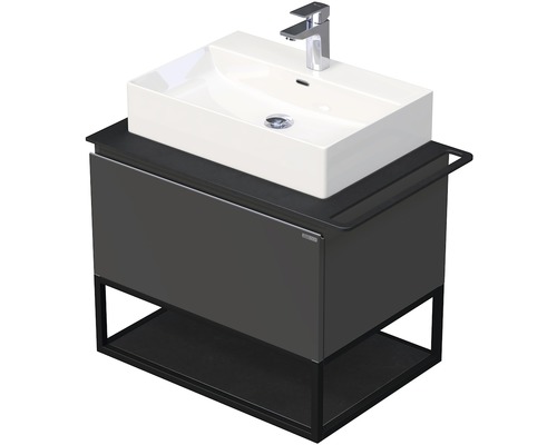 Kúpeľňová skrinka s umývadlom Intedoor Landau Metal 70 cm antracitová-0