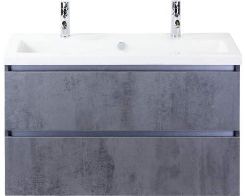 Kúpeľňový nábytkový set Vogue 100 cm s keramickým umývadlom 2 otvormi na kohúty betón antracitovo sivá 81739941