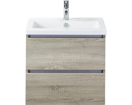 Kúpeľňový nábytkový set Vogue 60 cm s keramickým umývadlom dub sivý