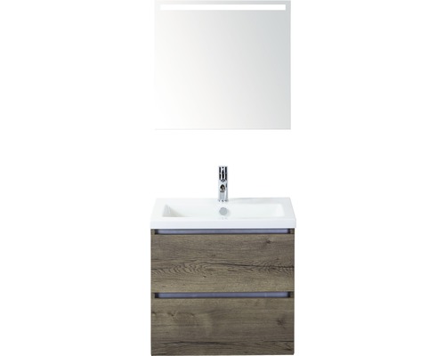 Kúpeľňový nábytkový set Vogue 60 cm s keramickým umývadlom a zrkadlom s LED osvetlením Tabacco Kúpeľňový nábytkový set Vogue 60 cm s keramickým umývadlom a zrkadlom s LED osvetlením Tabacco