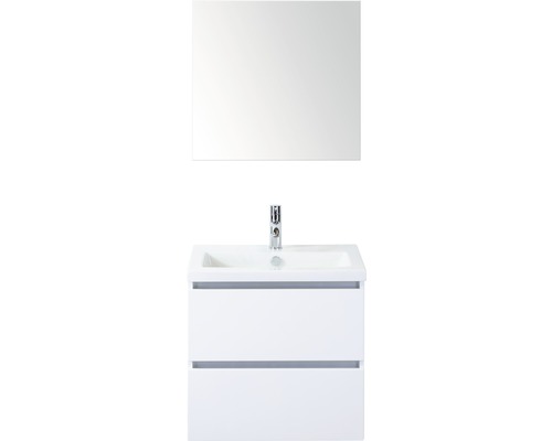 Kúpeľňový nábytkový set Vogue 60 cm s keramickým umývadlom a zrkadlom biela vysoko lesklá