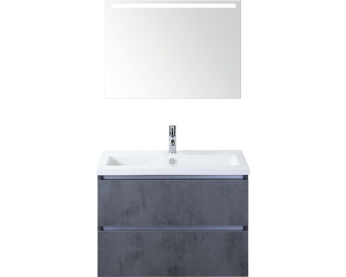 Kúpeľňový nábytkový set Vogue 80 cm s keramickým umývadlom a zrkadlom s LED osvetlením betón antracitovo sivá Kúpeľňový nábytkový set Vogue 80 cm s keramickým umývadlom a zrkadlom s LED osvetlením betón antracitovo sivá