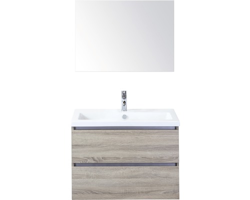 Kúpeľňový nábytkový set Vogue 80 cm s keramickým umývadlom a zrkadlom dub sivý