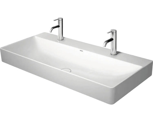 Klasické umývadlo DURAVIT DuraSquare sanitárna keramika biela 100 x 47 D 2353100043 Obdĺžnikové umývadlo s dvoma kohútikmi