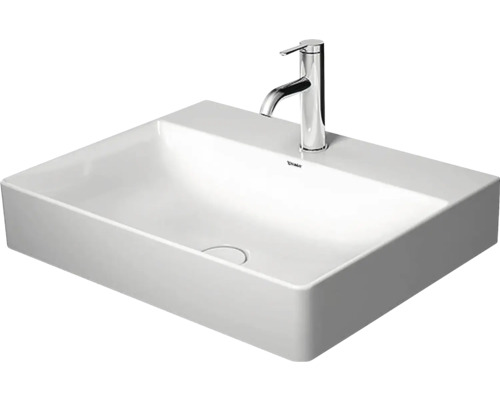 Klasické umývadlo DURAVIT DuraSquare sanitárna keramika biela 60 x 47 D 2353600071 Obdĺžnikové umývadlo na dosku z keramiky s vodovodnou batériou
