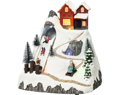 LED vianočné scenérie 5 LED Dekoratívna zimná krajina s domom, sánkarskou dráhou a zasneženými stromami