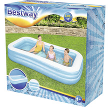 Nafukovací bazén Bestway v krabici s rodinou vo vode