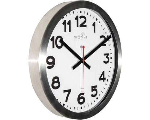 Rádiové nástenné hodiny Nextime s kovovým rámom a bielym ciferníkom