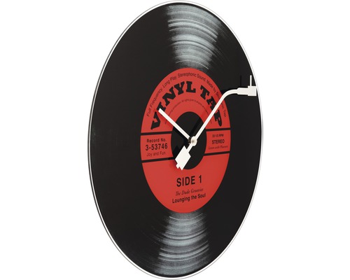 Nástenné hodiny s motívom vinylovej platne v retro dizajne