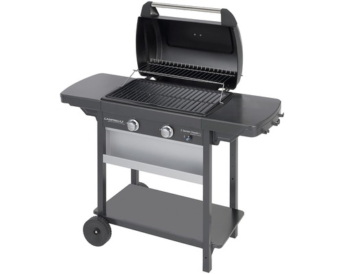 Plynový gril CampinGaz s odkladacími stolíkmi, grilovacím roštom a ohrievacím roštom