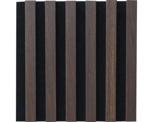 Woodline obklad 30x30 cm čierny/dub tmavý akustický 3D drevený panel Akustický panel s drevenými lamelami a plsťou