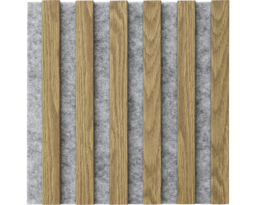 Woodline obklad 30x30 cm sivý/dub sonoma akustický 3D drevený panel Zvuk pohlcujúci panel s drevenými lamelami na plsti