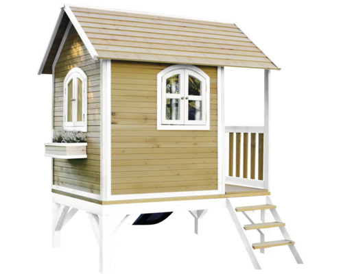 Drevený hrací domček so schodmi a oknami