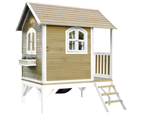 Detský drevený domček s verandou a schodiskom