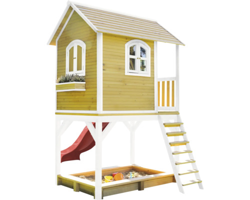 Detský domček s pieskoviskom, šmýkačkou a rebríkom