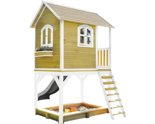 Detský hrací domček s pieskoviskom, šmýkačkou a schodmi