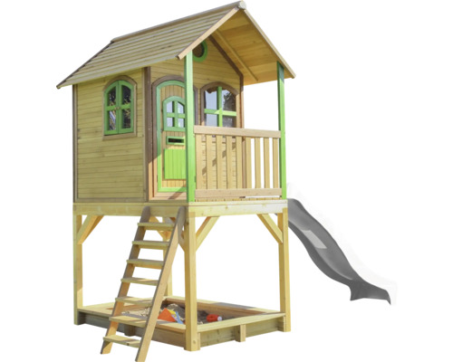 Detský domček s pieskoviskom, šmýkačkou a rebríkom