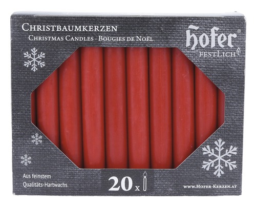 Sviečky na vianočný stromček Hofer 20 ks červené